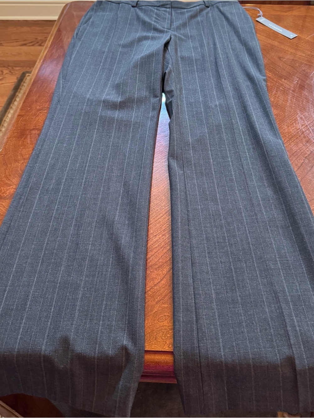 Ann Taylor Gramercy Charcoal Pinstripe 95% Wool Boot-Cut Pants Size -8 **NWT**
